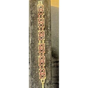MONET Sparkling Red Rhinestone Multi Link Bracelet SZ 7.5''